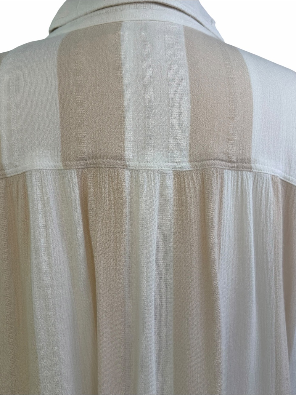 American Eagle Top Beige Stripe Button-Front short sleeve blouse Small - Picture 6 of 12